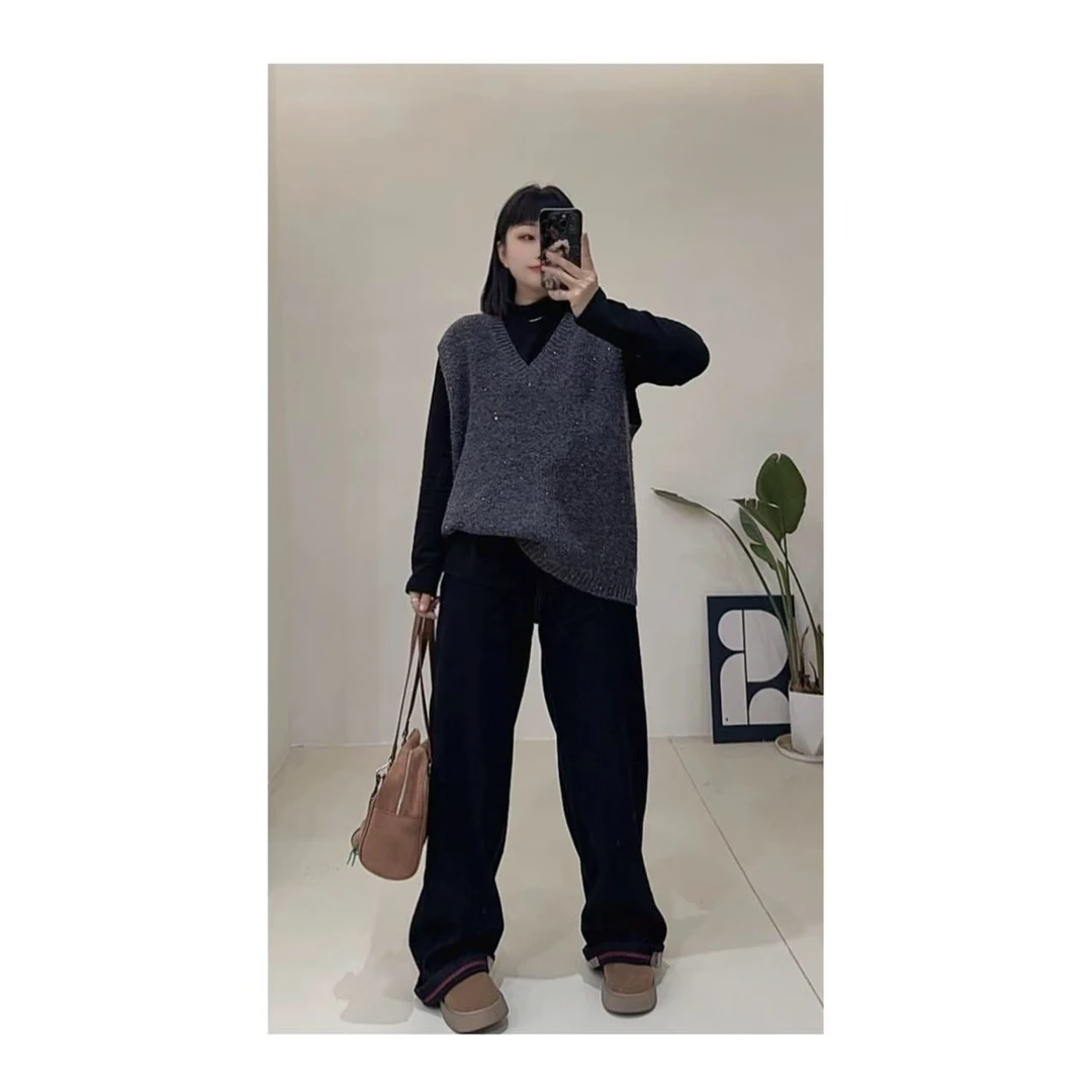 【亮晶晶】复古软糯亮晶晶针织背心19305