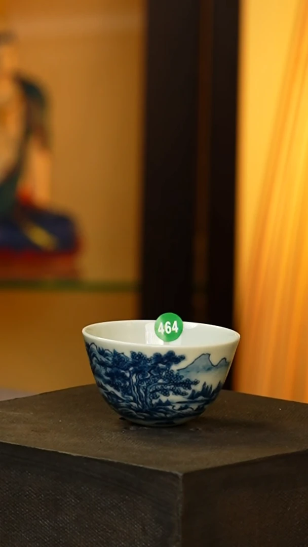 青花山水杯..464