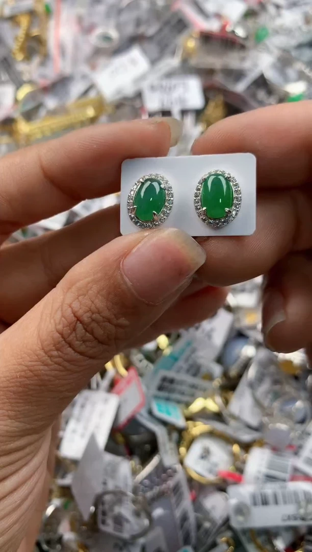 银S925镶嵌戒指翡翠999---2