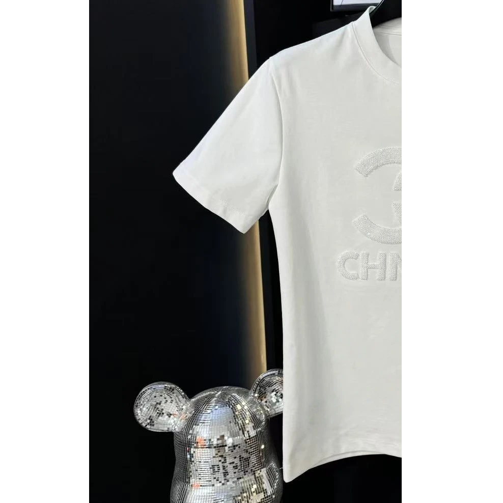 秋冬厚男半袖欧货时尚上衣休闲百搭情侣设计师轻奢刺绣圆领T恤-1