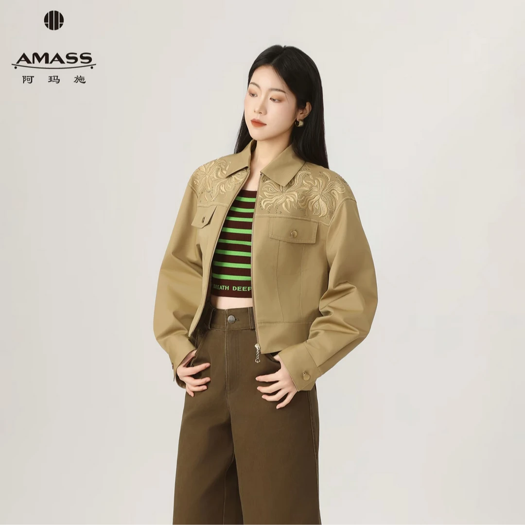 AMASS/阿玛施设计感复古港风短外套秋季设计师短款极简风女540068
