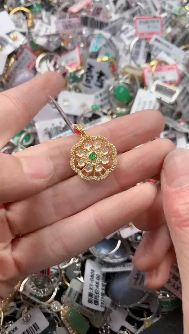 银S925镶嵌戒指翡翠8---3