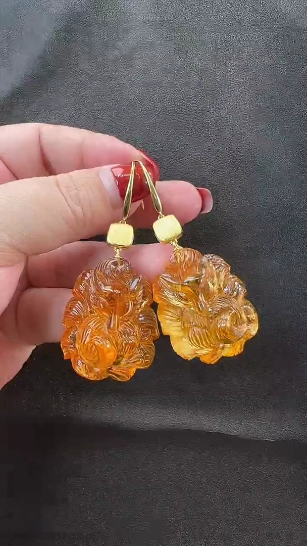 未镶嵌琥珀耳饰耳环