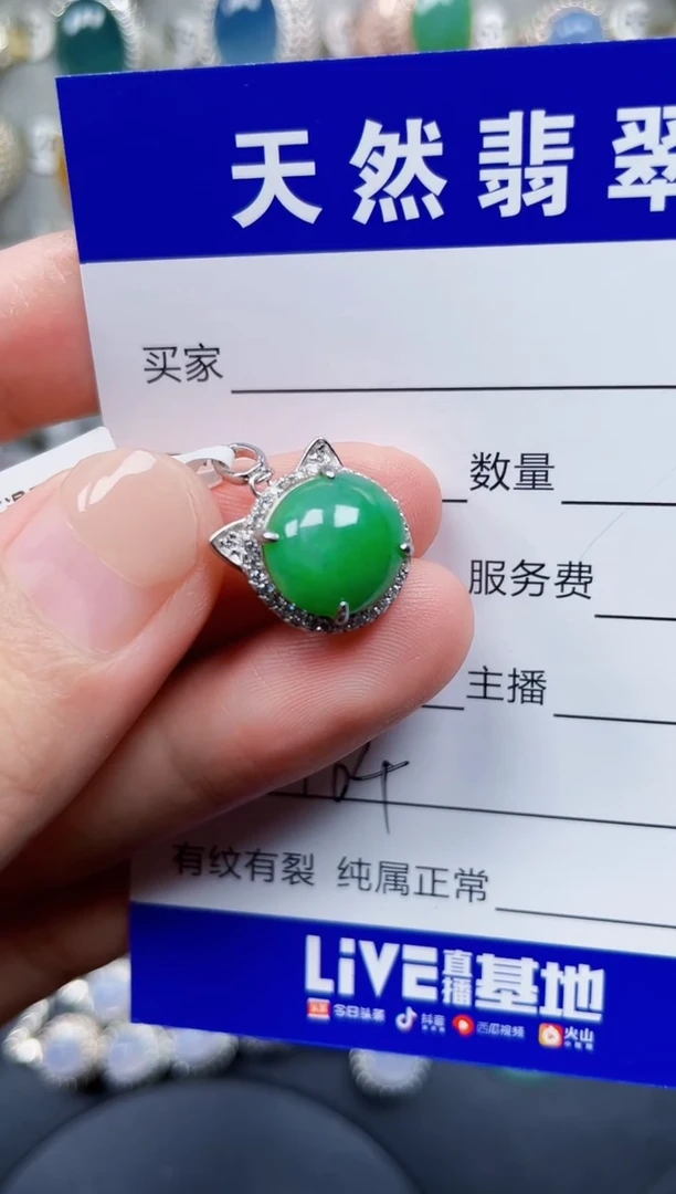 颈饰银S925镶嵌翡翠164