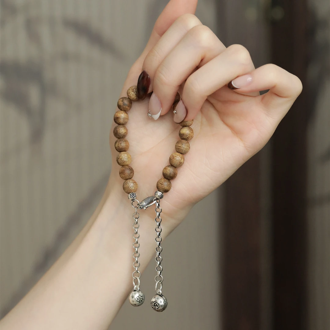 925银手链 S12328<晶贵坊>大象花朵豆豆流苏锦鲤钩扣圆珠手链