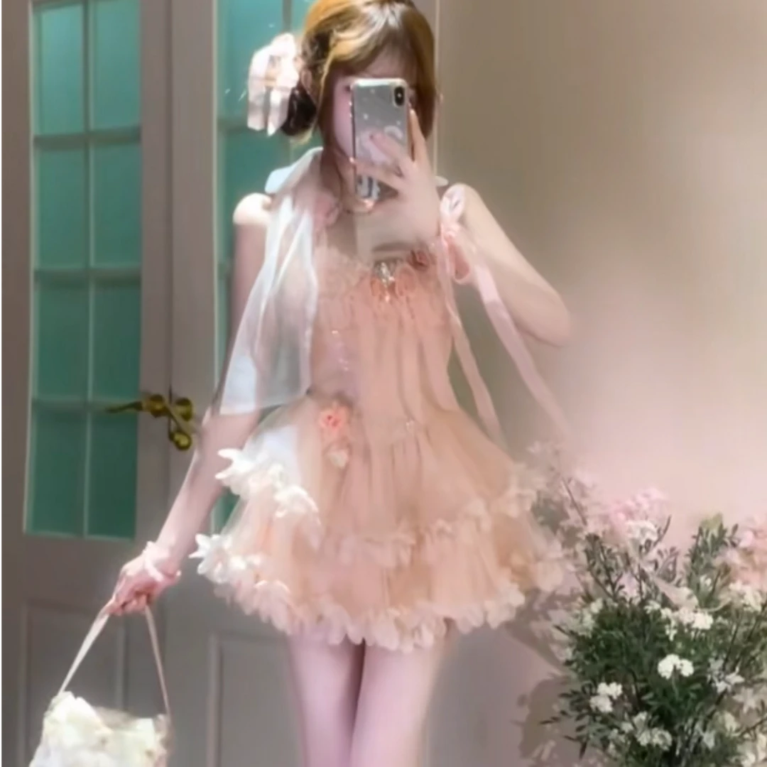 溪溪靓衫 夏季新款纯欲风甜美温婉大方小众设计感收腰显瘦连衣裙