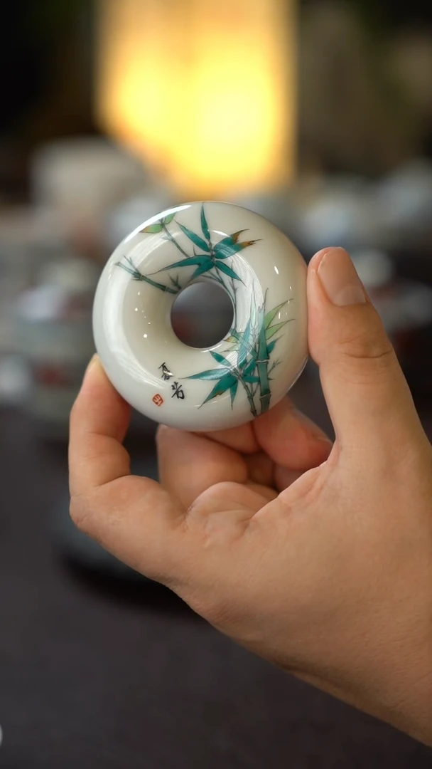 夏芳全手工手绘竹子盖置
