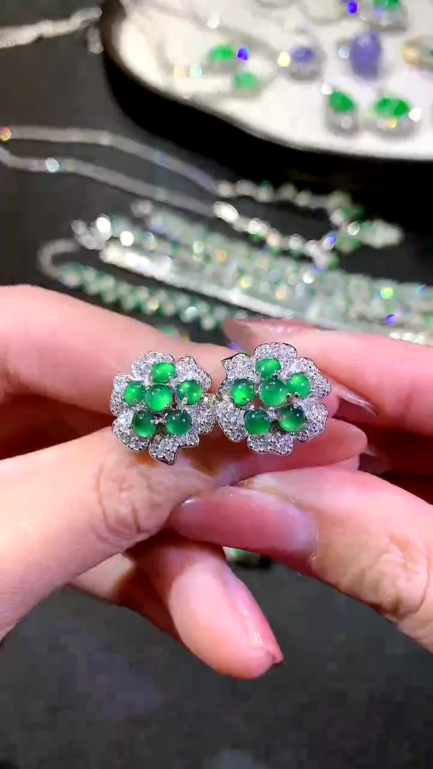 【闪购商品】翡翠耳饰银S925镶嵌62-耳饰（多样性发货一件