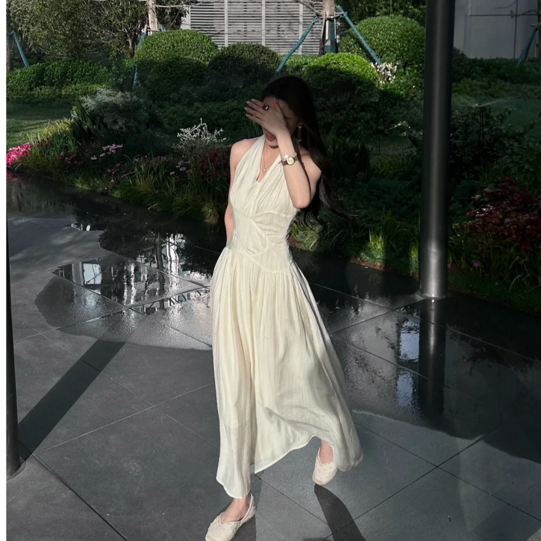 FAFASTUDIO 赫本风连衣裙收腰气质白色夏季显瘦气质长裙温柔风