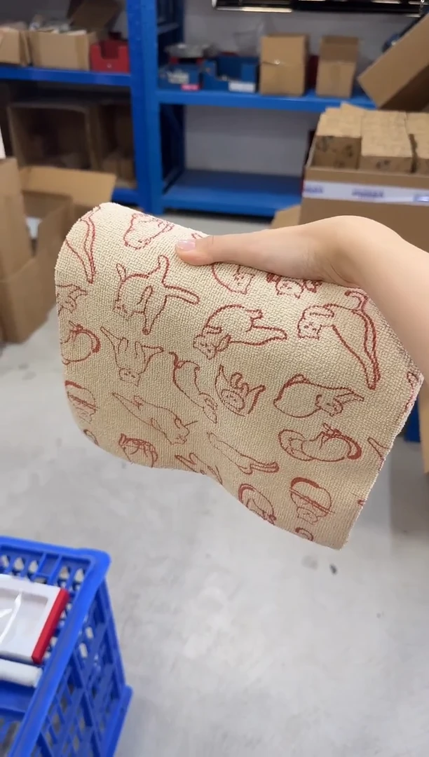 瓷片红色瑜伽猫周抛抹布