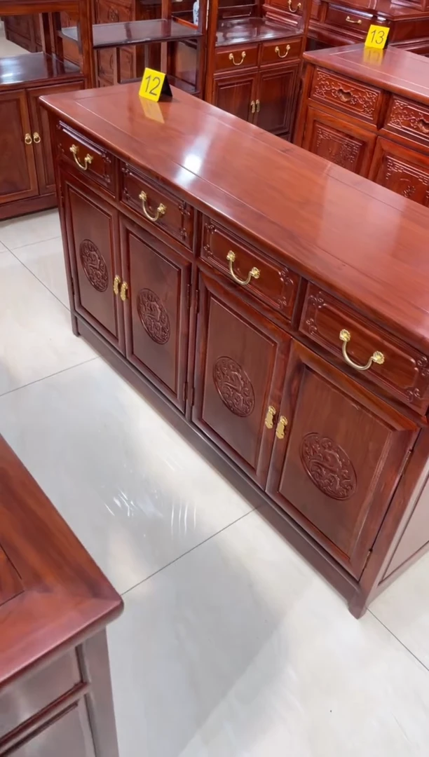 花梨木类储物柜刺猬紫檀餐边柜138*40*80四门四抽