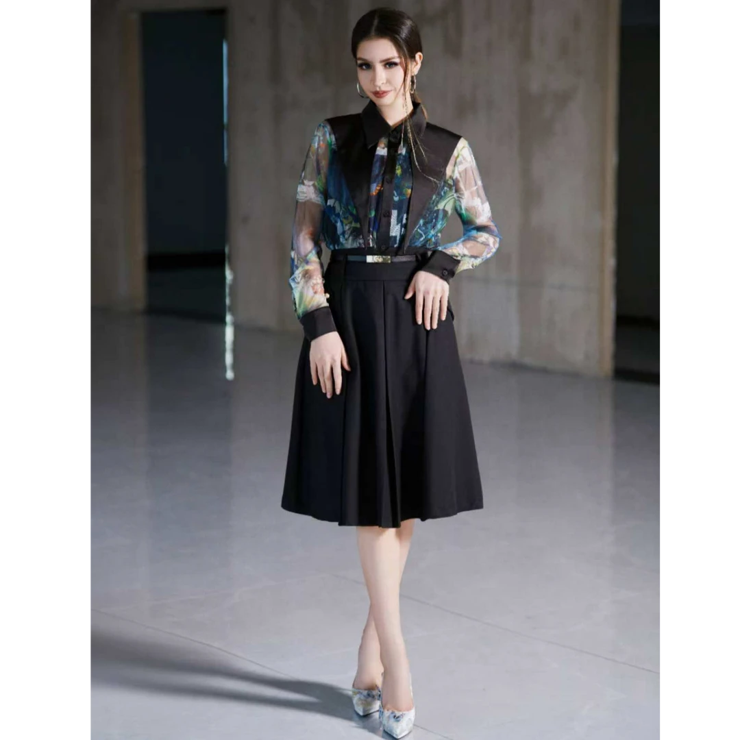 220955 SEHRAN 时尚百搭设计感拼接半裙半身裙