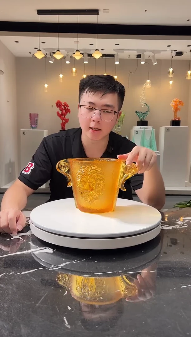 摆件巴比特美学 双面狮花器