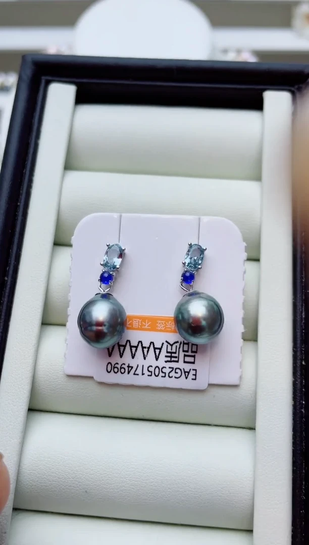 银S925镶嵌海水珍珠耳饰W47