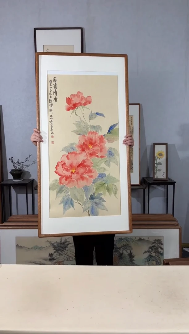 国画手绘*富贵清香（牡丹）*62*122cm