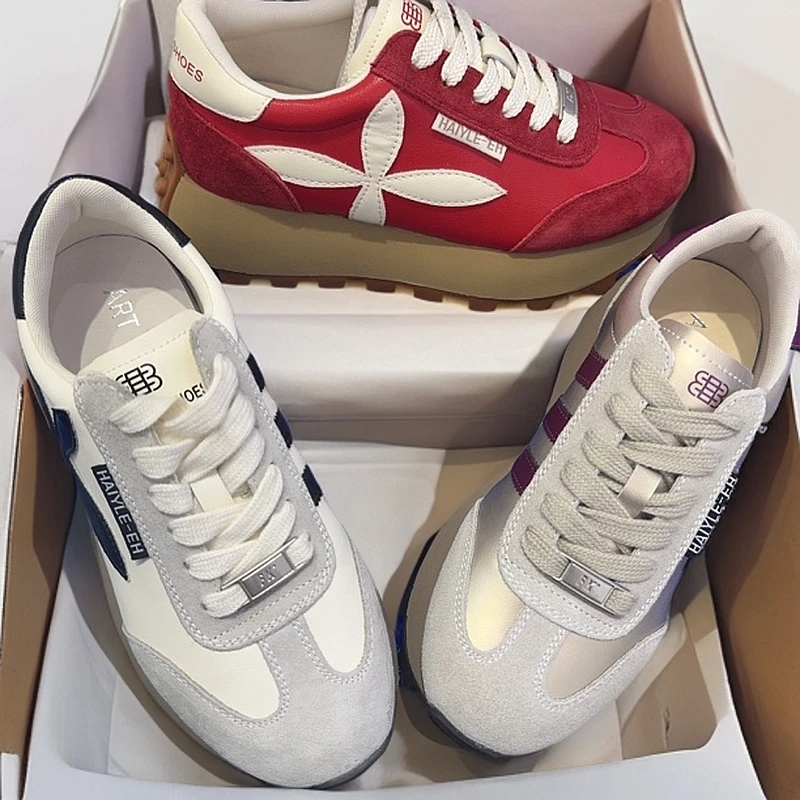 1122深口系带圆头时尚休闲鞋时尚拼色鞋子ins百搭