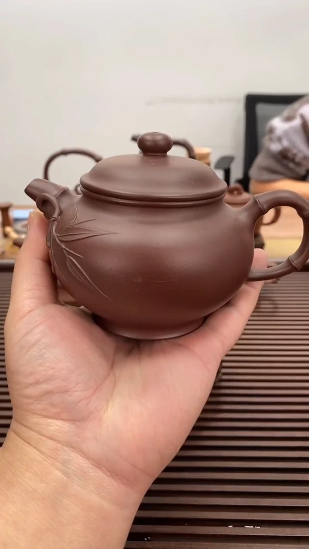 茶壶紫砂微瑕不退换220毫升竹节掇球紫泥