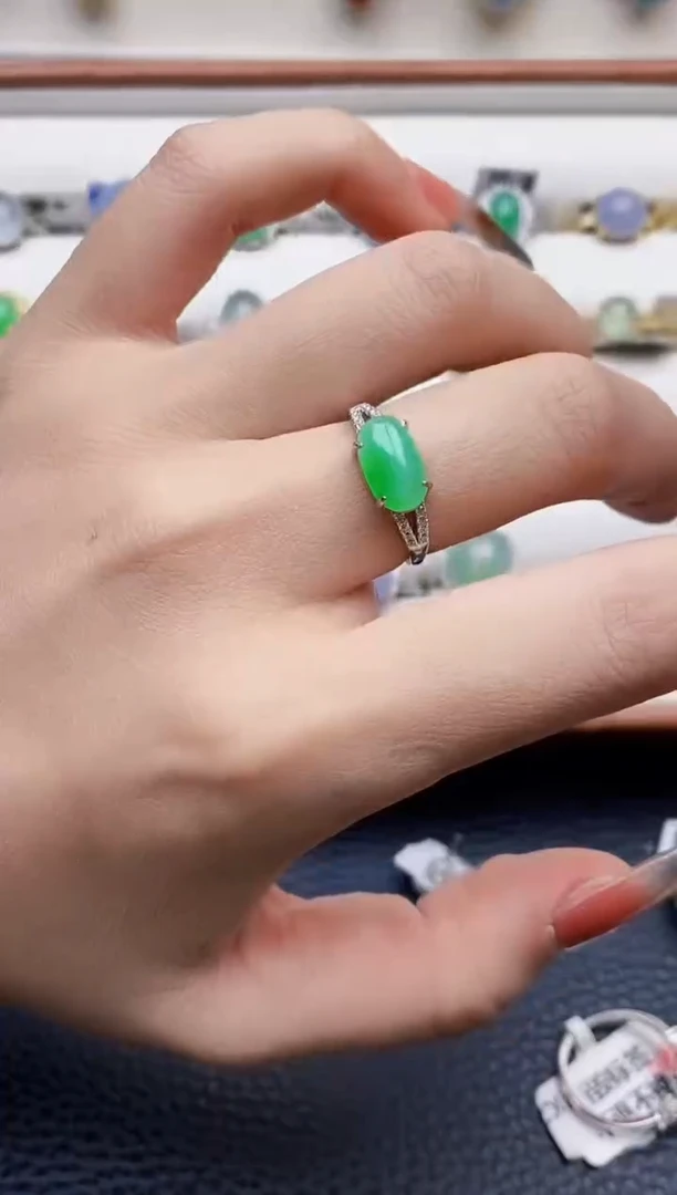银S925镶嵌戒指翡翠6313