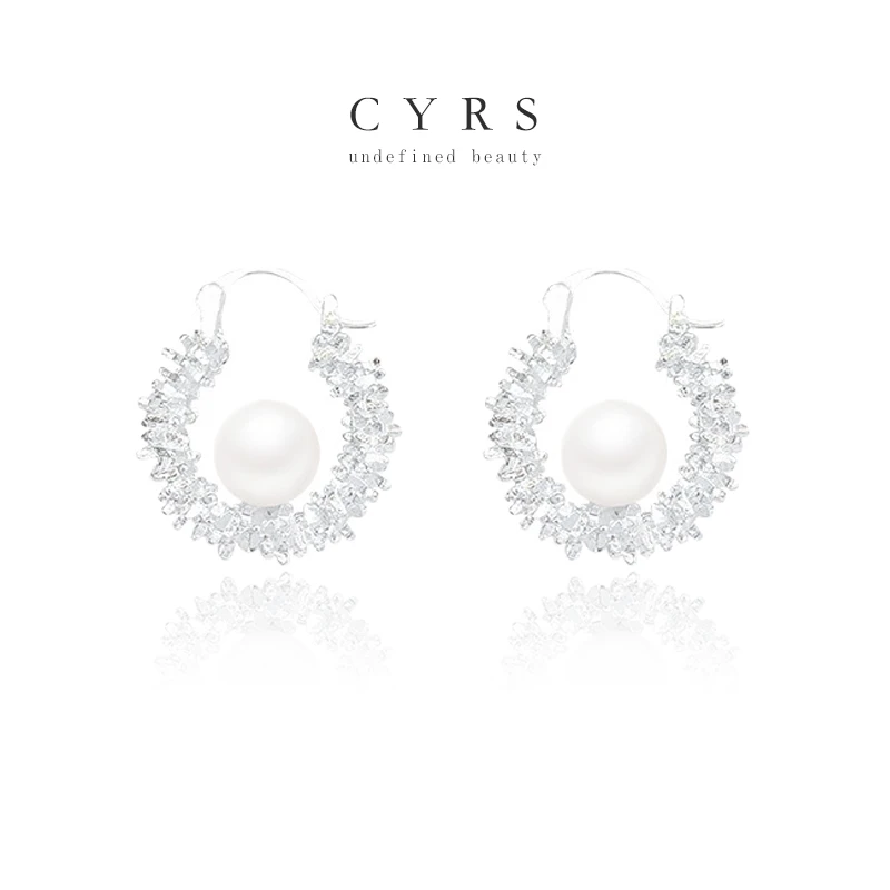 钛钢耳饰 克芮司Cyrs | 碎银子 超仙轻奢仿珍珠爆闪耳扣冷淡INS风