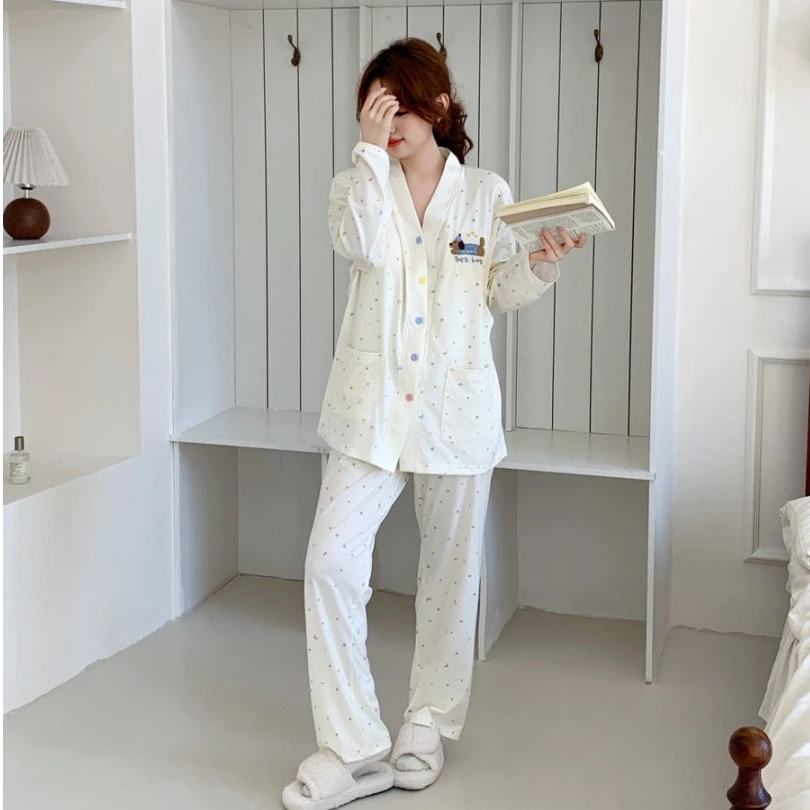 【秋冬云感棉带胸垫】月子服产后哺乳睡衣孕妇喂奶住院服家居服产妇