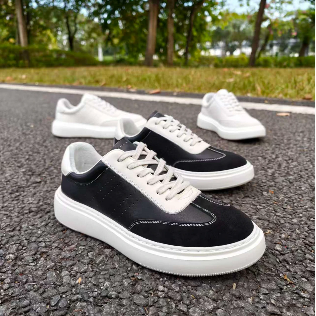 秋冬新款高端透气通勤低帮商务运动板鞋百搭透气厚底男时尚小白鞋