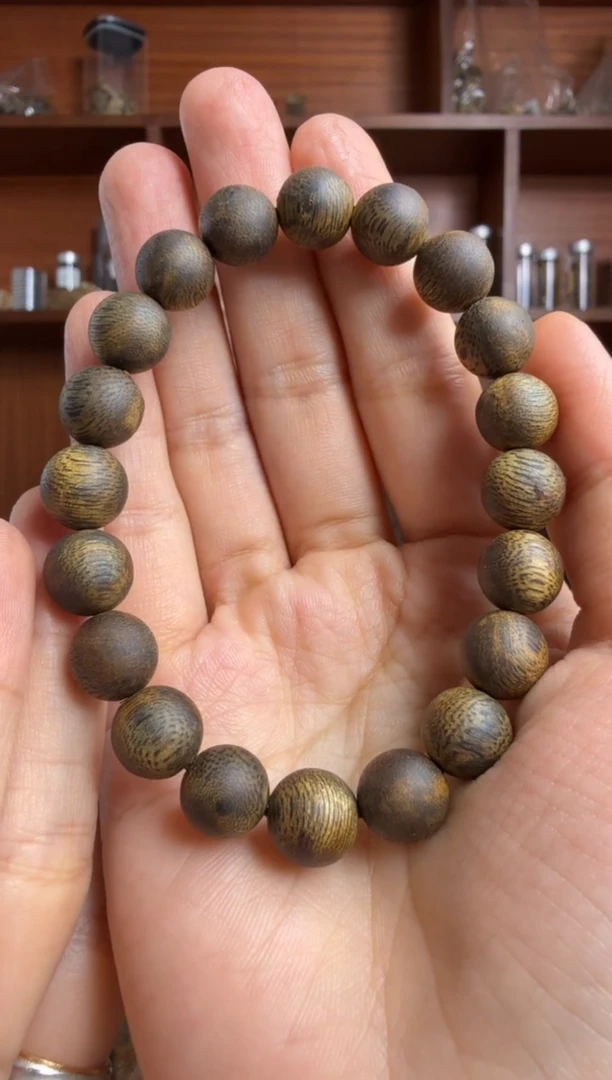 沉香手串奇楠沉香沉水浮卡1.0圆珠单圈手串一条10g➕