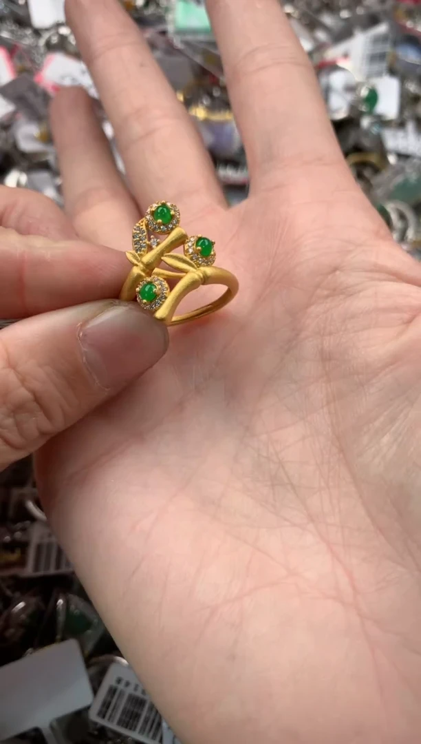 银S925镶嵌戒指翡翠10   6