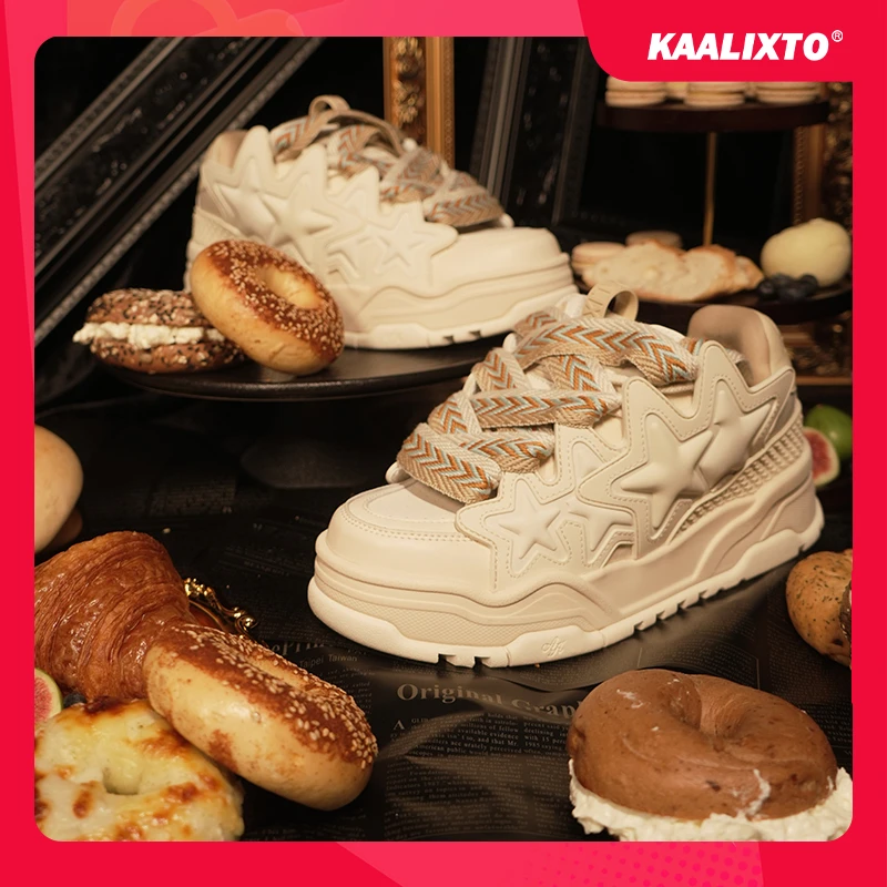 Kaalixto奶油面包星星鞋增高百搭时尚国潮情侣琥珀流光