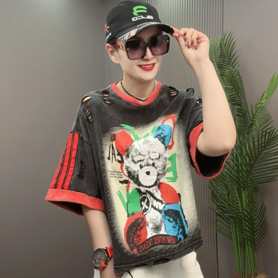 欧货新款时尚宽松个性潮流短袖 6583