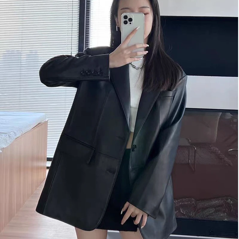 皮衣女外套2025年洋气爆款海宁女款气质正品百搭网红款女士皮衣