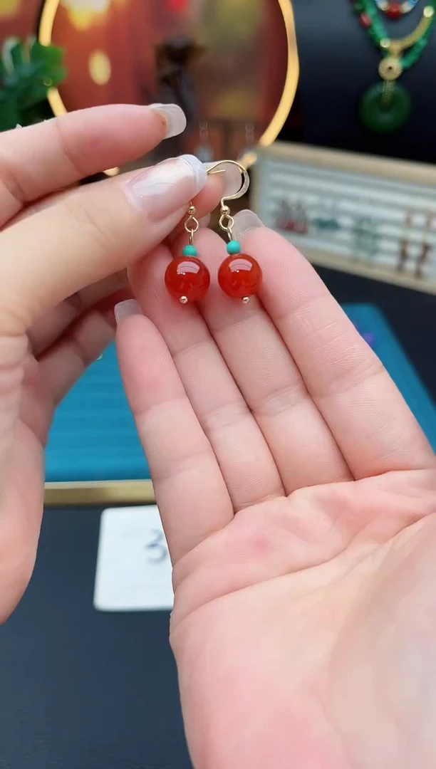 玛瑙/玉髓耳饰银S925镶嵌424000