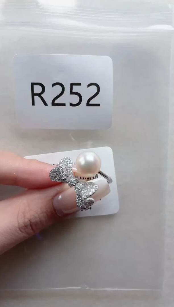 银S925镶嵌戒指海水珍珠r252