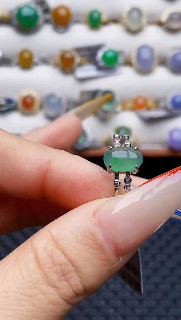 银S925镶嵌戒指翡翠5976