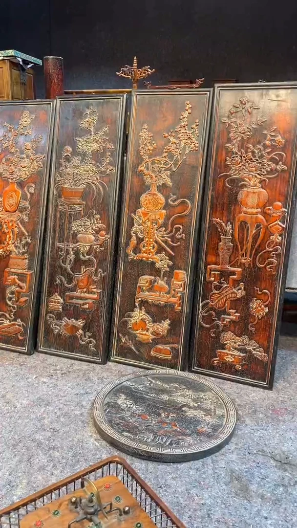 木珍藏老货..紫檀..八宝挂匾