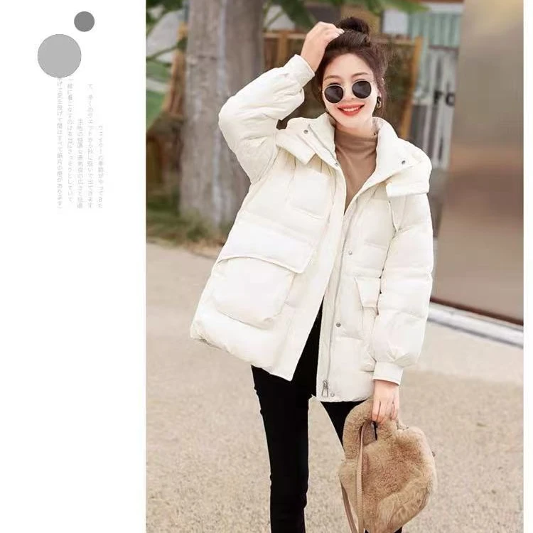 90白鸭绒2024冬季新款韩版休闲立领抽绳连帽小个子加厚女B10-16