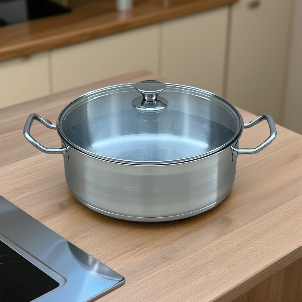 H10 32X12cm不锈钢火锅汤锅加厚炖煮煲汤锅厨具家用厨房大汤锅