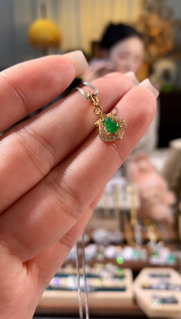 翡翠银S925镶嵌吊坠(不含链)【挽石珠宝】葫芦