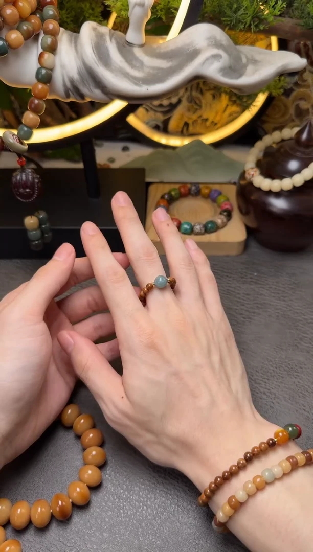 未镶嵌库克吊坠库克翡翠圆珠戒指