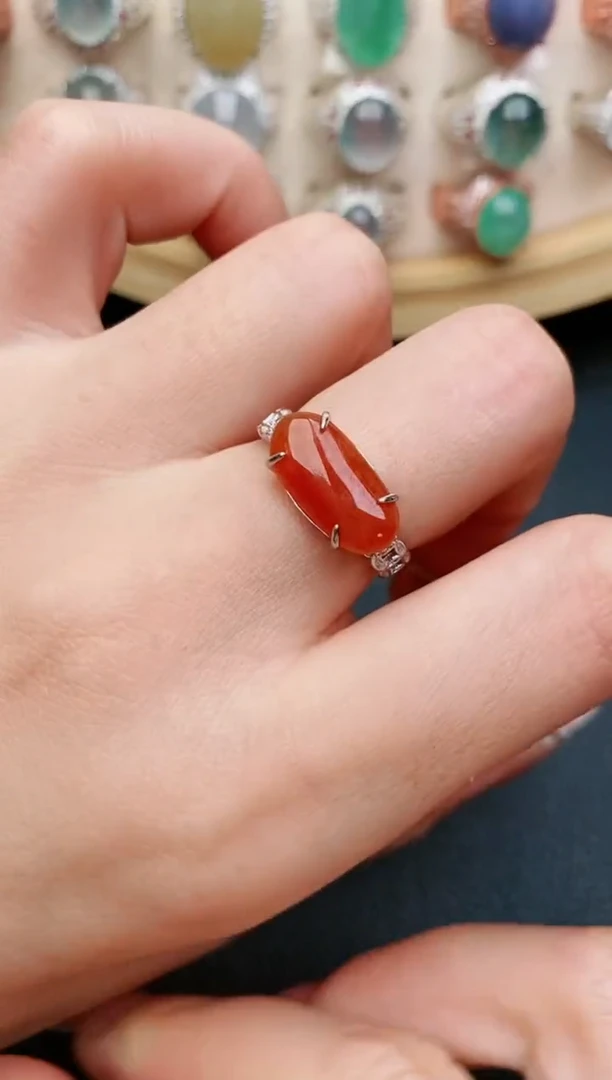 翡翠戒指银S925镶嵌...