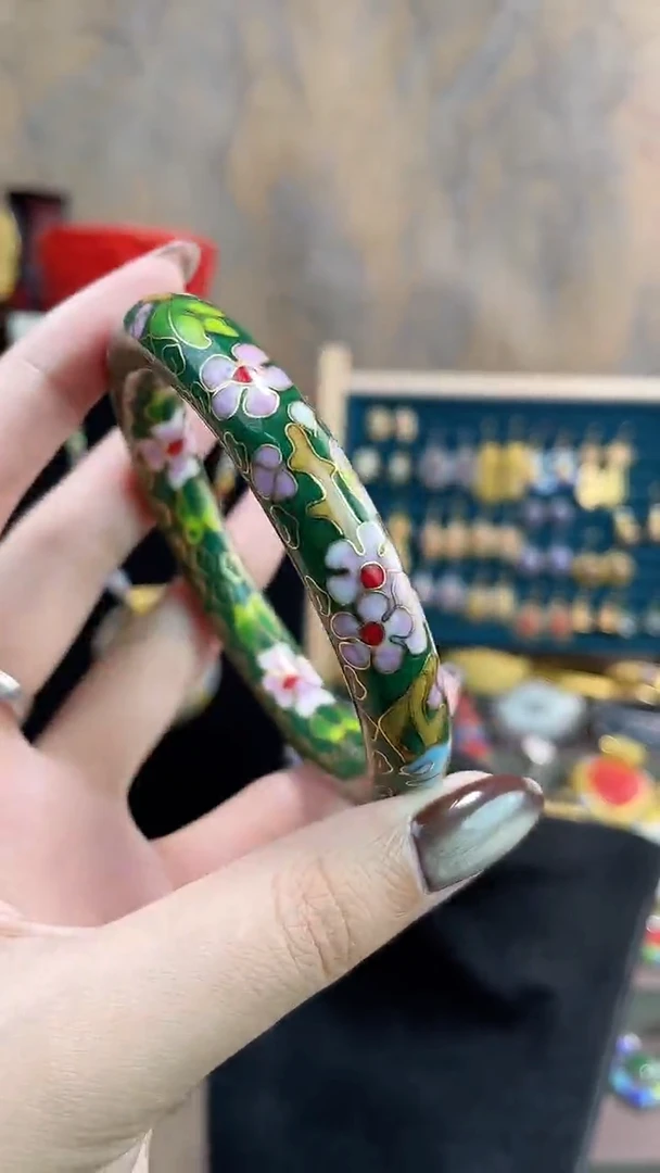 非遗手工景泰蓝镯子绿色