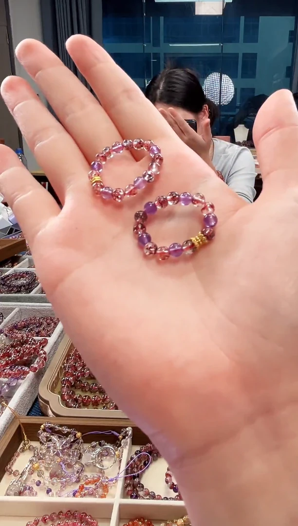 未镶嵌手串水晶金草莓超七戒圈4mm、【多样性发一】