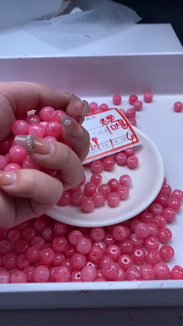 颈饰未镶嵌石英质玉W560红纹老型10mm*20颗