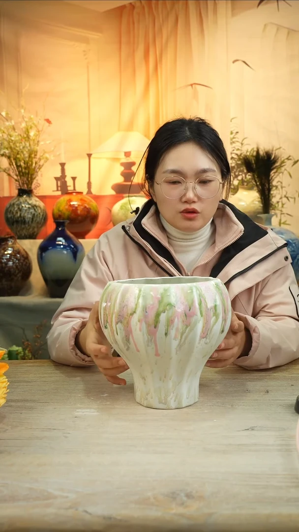 已打孔高19口16陶瓷花器