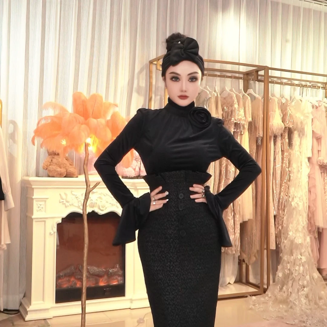 【星姐推荐】星原创高级定制【天鹅绒夜】设计师秋冬轻奢名媛修身上衣