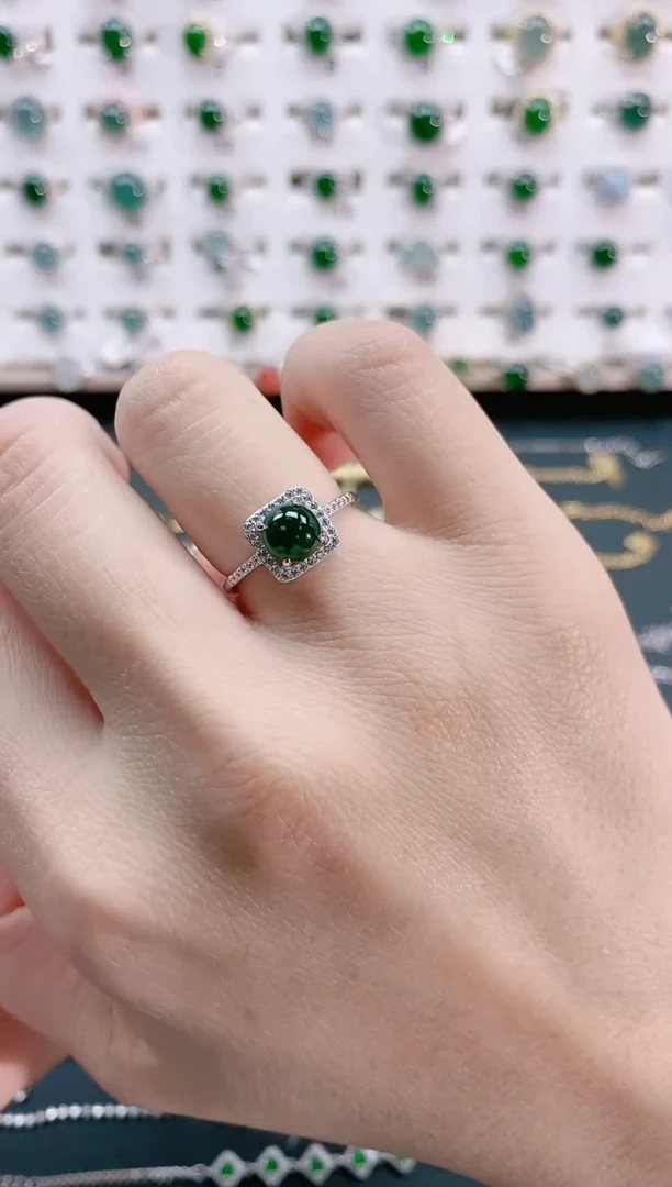 【闪购商品】翡翠戒指银S925镶嵌天然翡翠