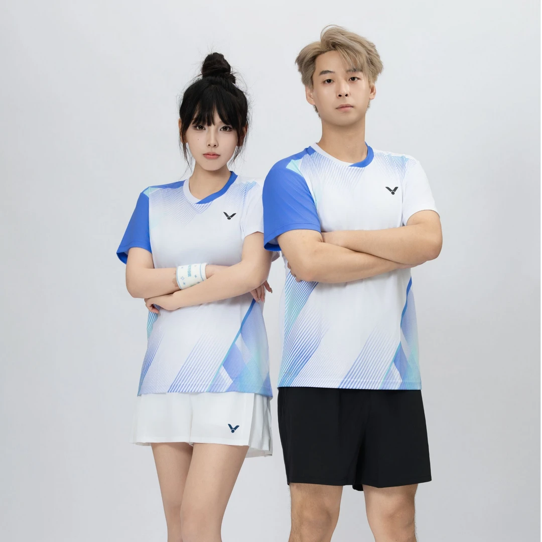 VICTOR威克多运动吸汗透气套装胜利羽毛球服男女短袖T恤短裤40207