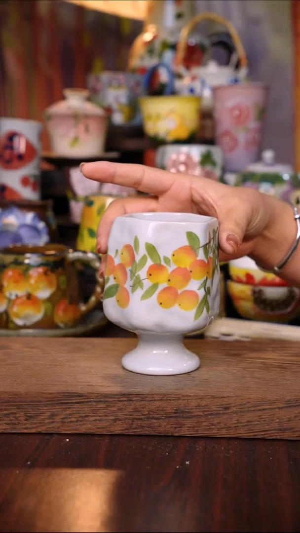 杯子陶泥垚手作 景德镇手工手绘陶瓷器物