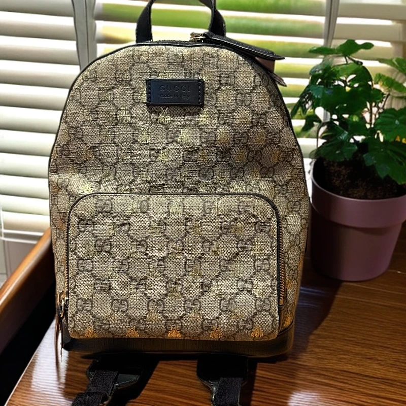 95新 GUCCI/古驰 老花蜜蜂双肩背包  1191 8674