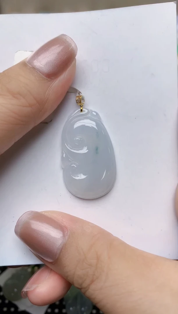 翡翠18K金镶嵌颈饰天然缅甸A货翡翠