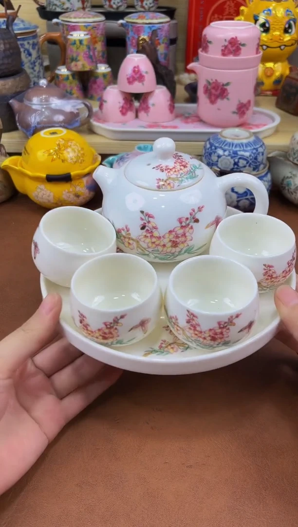 陶瓷茶具摆件旅行套组